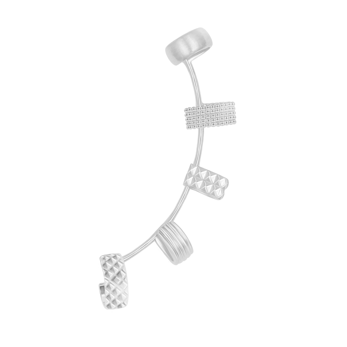 Ear cuff Ehtno Multi links versilbert - Vorderansicht
