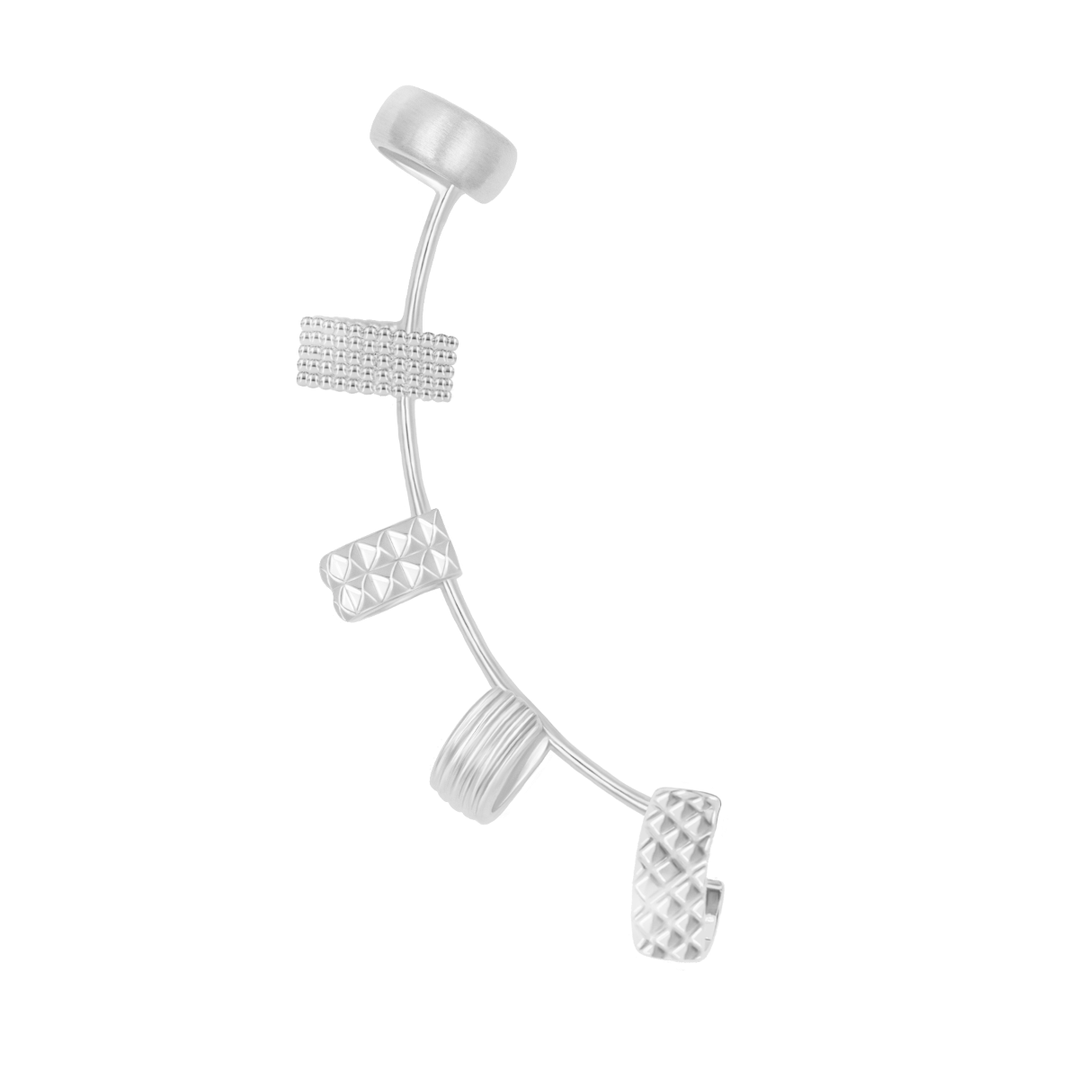 Ear cuff Ethno Multi rechts versilbert - Vorderansicht