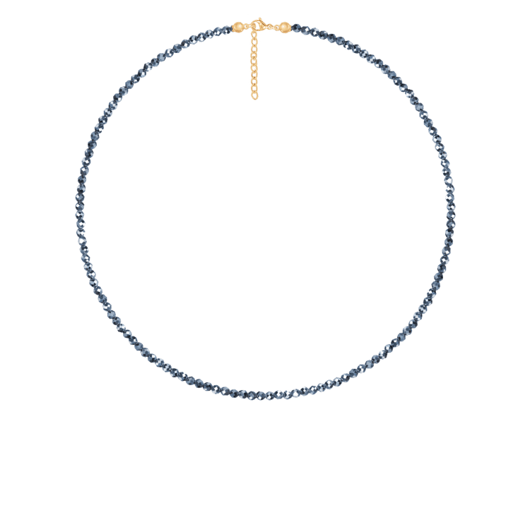 Halskette mit blauen Steinen, vergoldet
