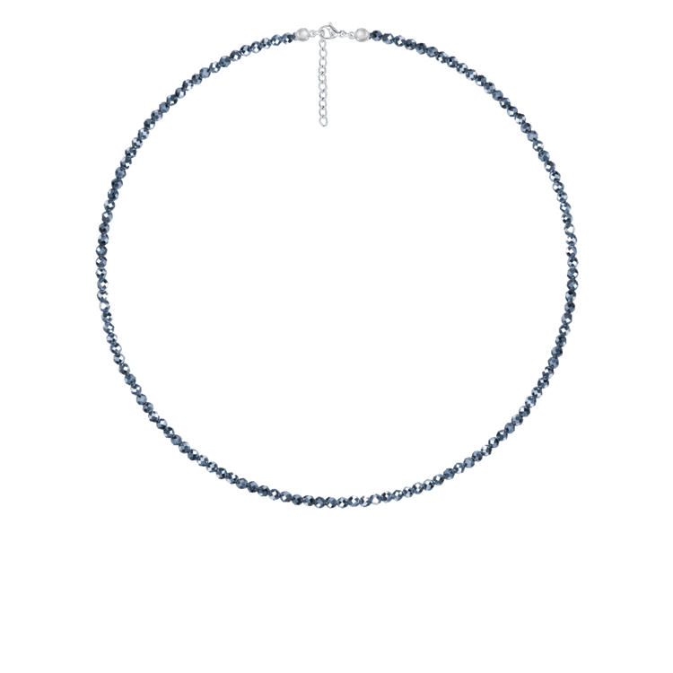 Halskette mit blauen Steinen, silberfarben