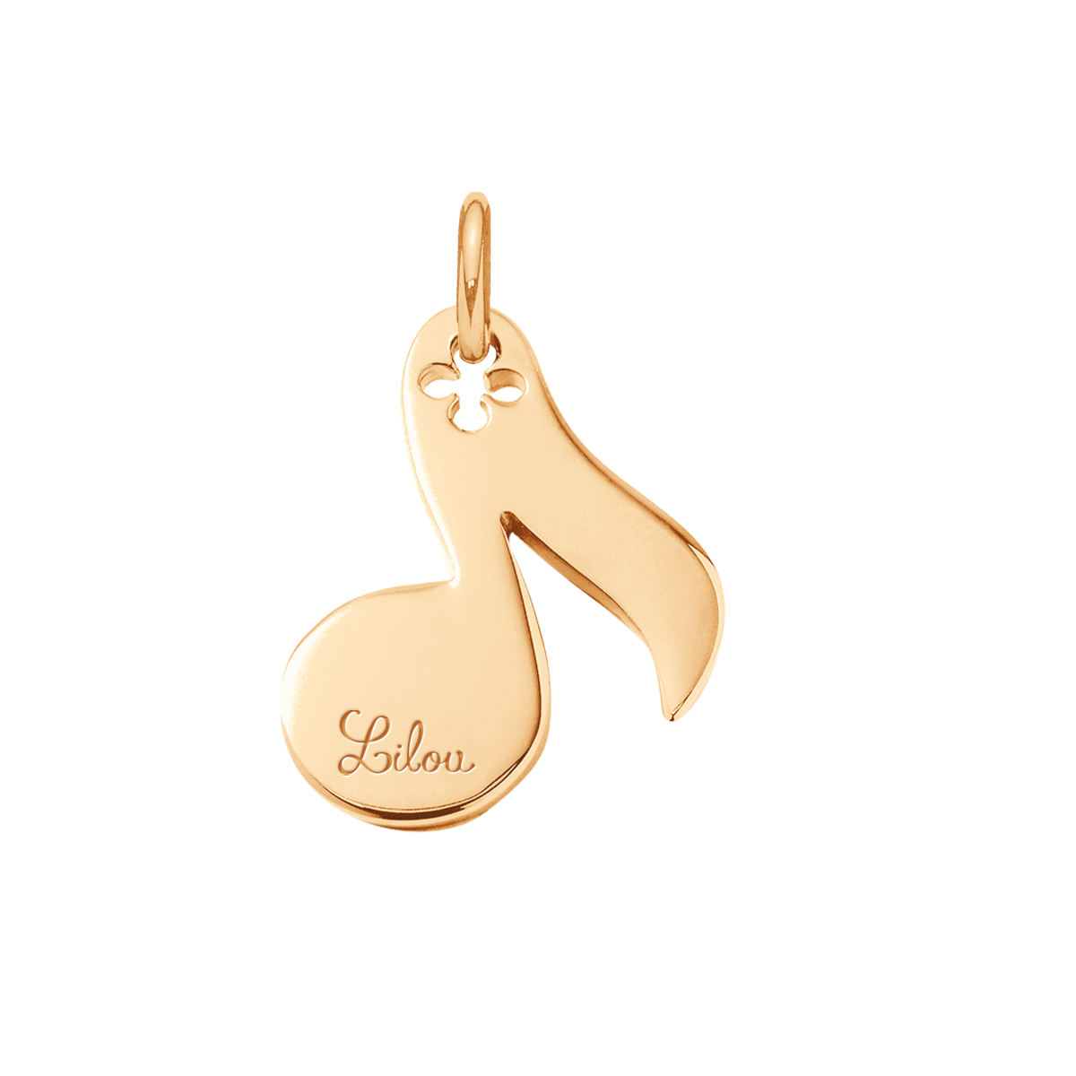 Achtelnote 2 cm vergoldet - Detailansicht - Anhänger Achtelnote 2 cm, mit 18 Karat Echtgold überzogen.