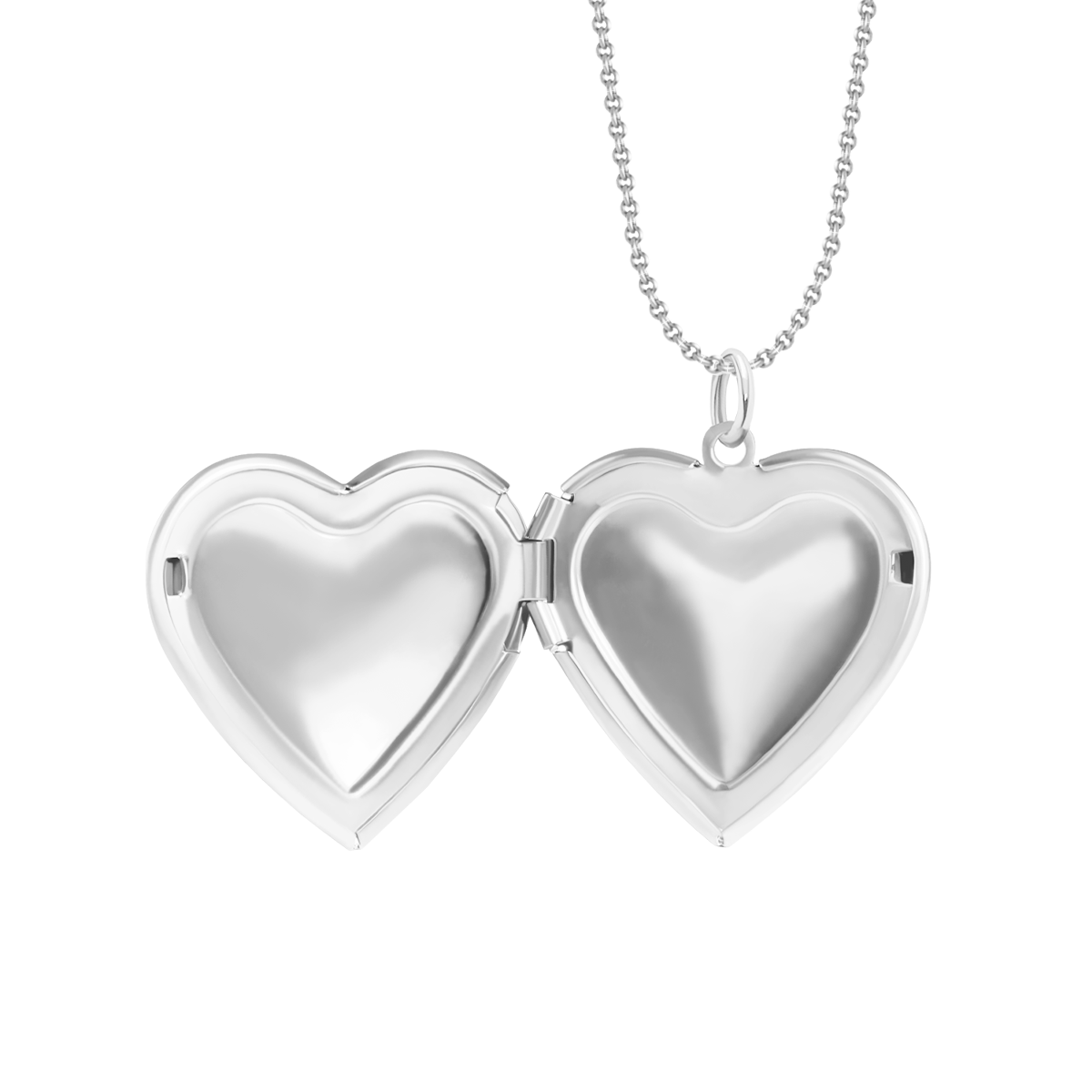 Halskette Klassisch 50 cm mit Anhänger Locket Herz 2,2 cm versilbert - Detailansicht