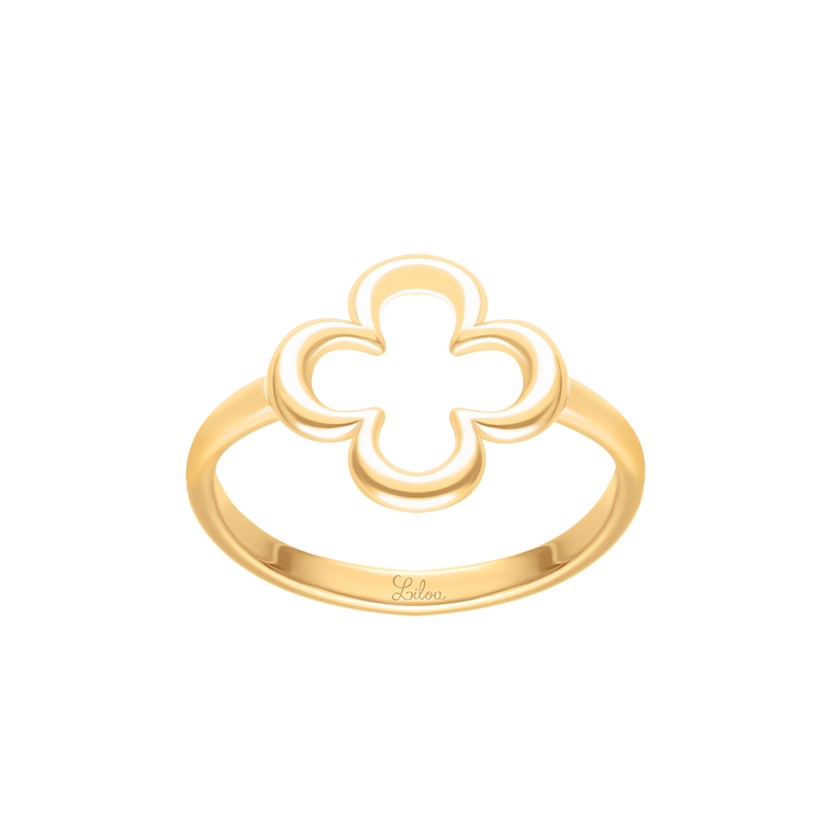 Ring Icons Kleeblatt, vergoldet - Vorderansicht