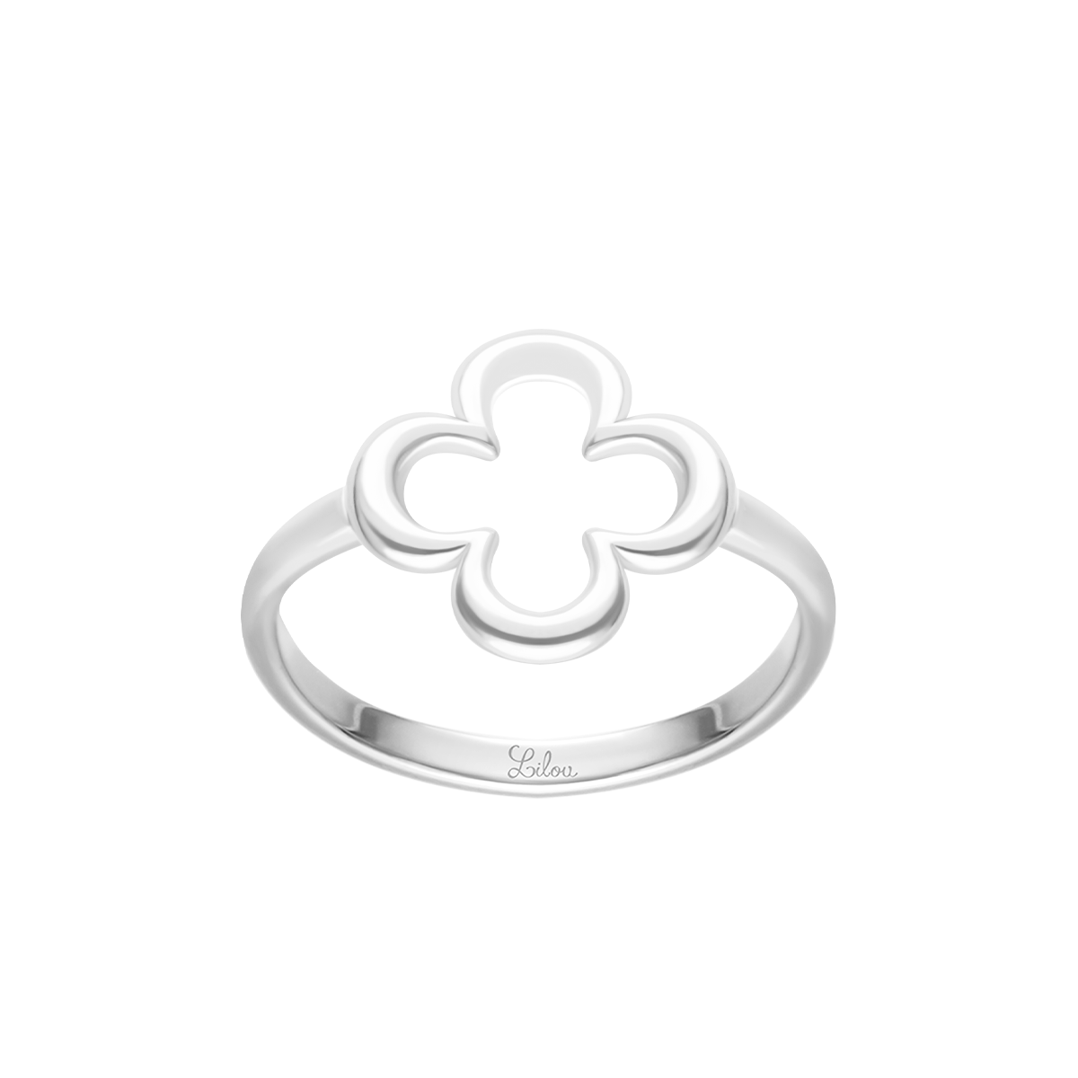Ring Icons Kleeblatt, versilbert - Vorderansicht