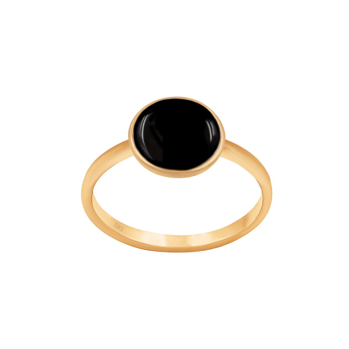 Ring mit Medaillon 0,8 cm schwarzer Onyx in 585er Gelbgold Fassung