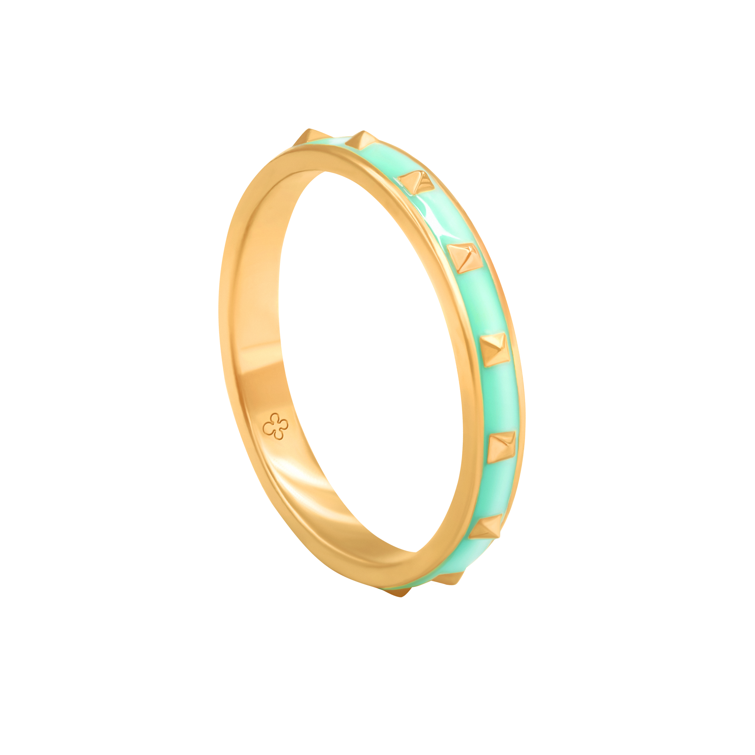 Ring Colors no.2 mit mintfarbener Emaille vergoldet - Vorderansicht