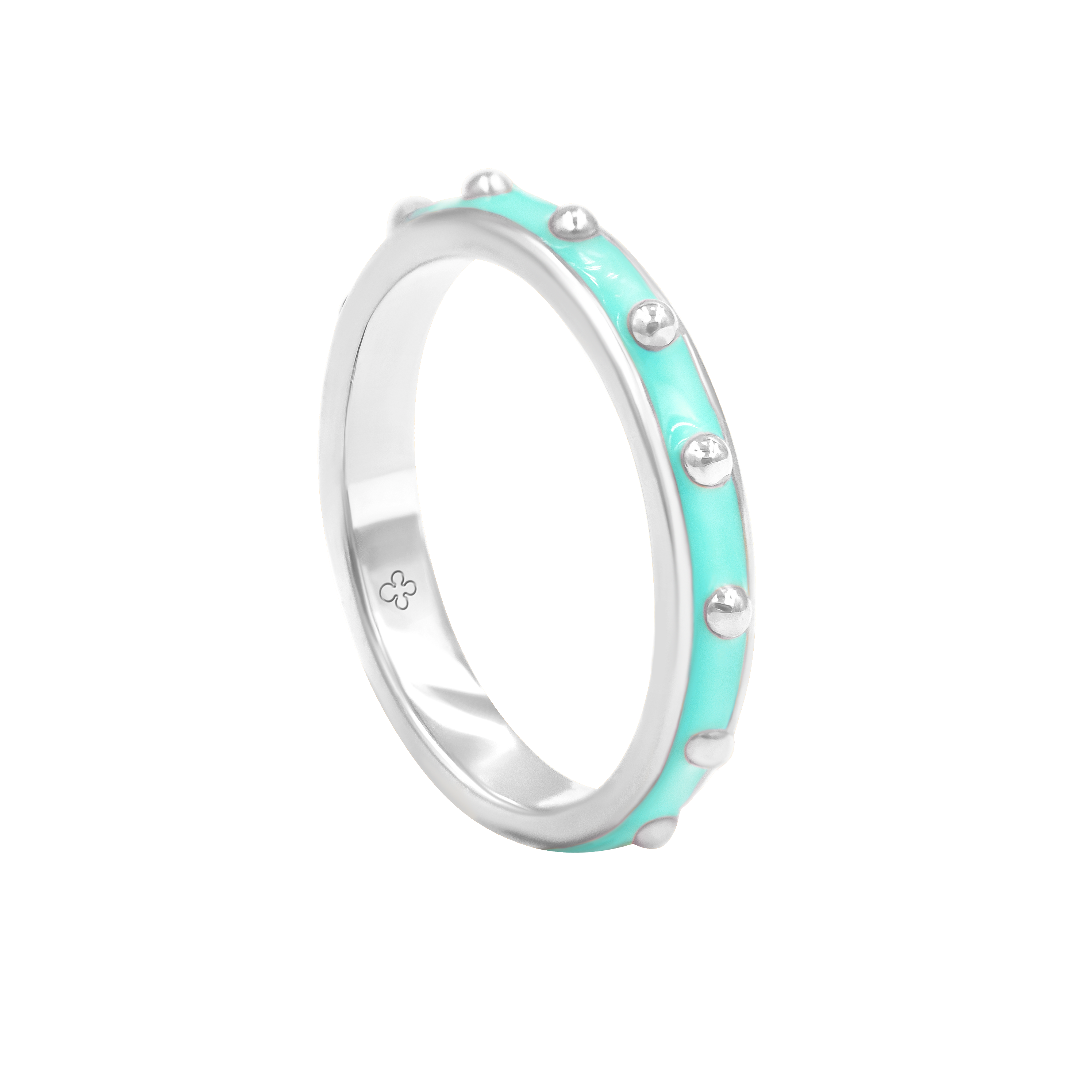 Ring Colors no.1 mit türkisfarbener Emaille versilbert - Vorderansicht