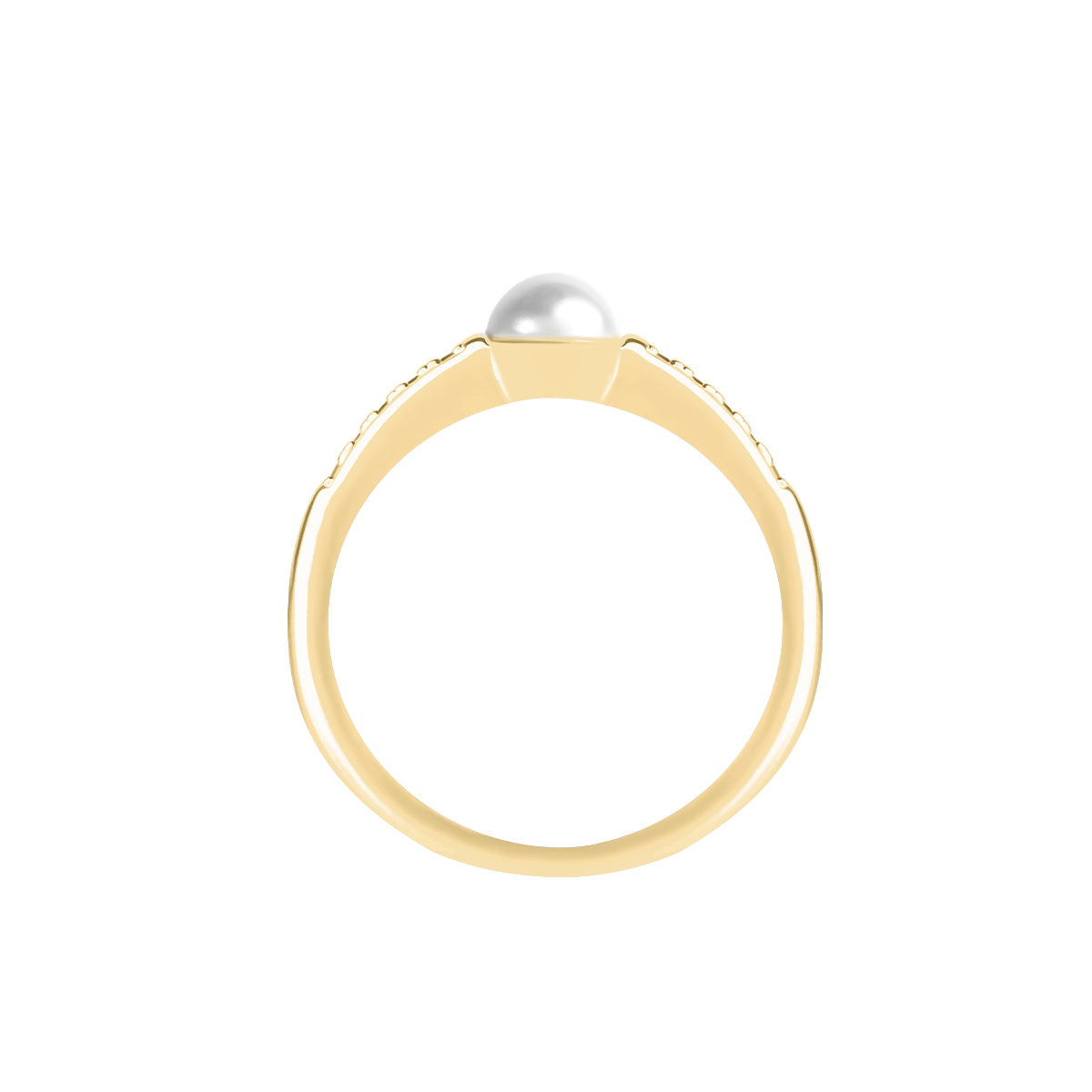 Ring Cosmos No.2 mit weißer Perlen und weißen Zirkonen, vergoldet - Weitere Detailansicht