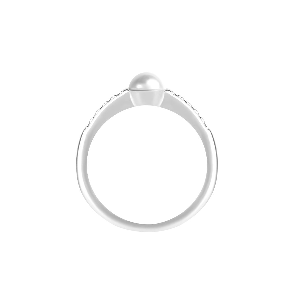 Ring Cosmos No.2 mit weißer Perlen und weißen Zirkonen, versilbert - Weitere Detailansicht