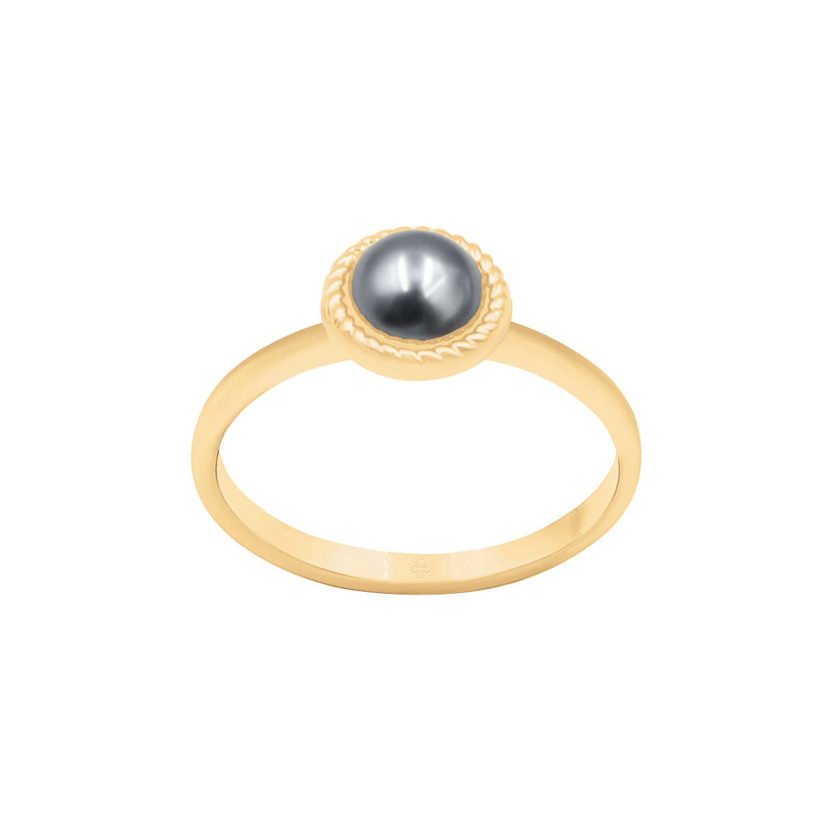 Ring Cosmos No.1 mit grauer Perle, vergoldet - Vorderansicht