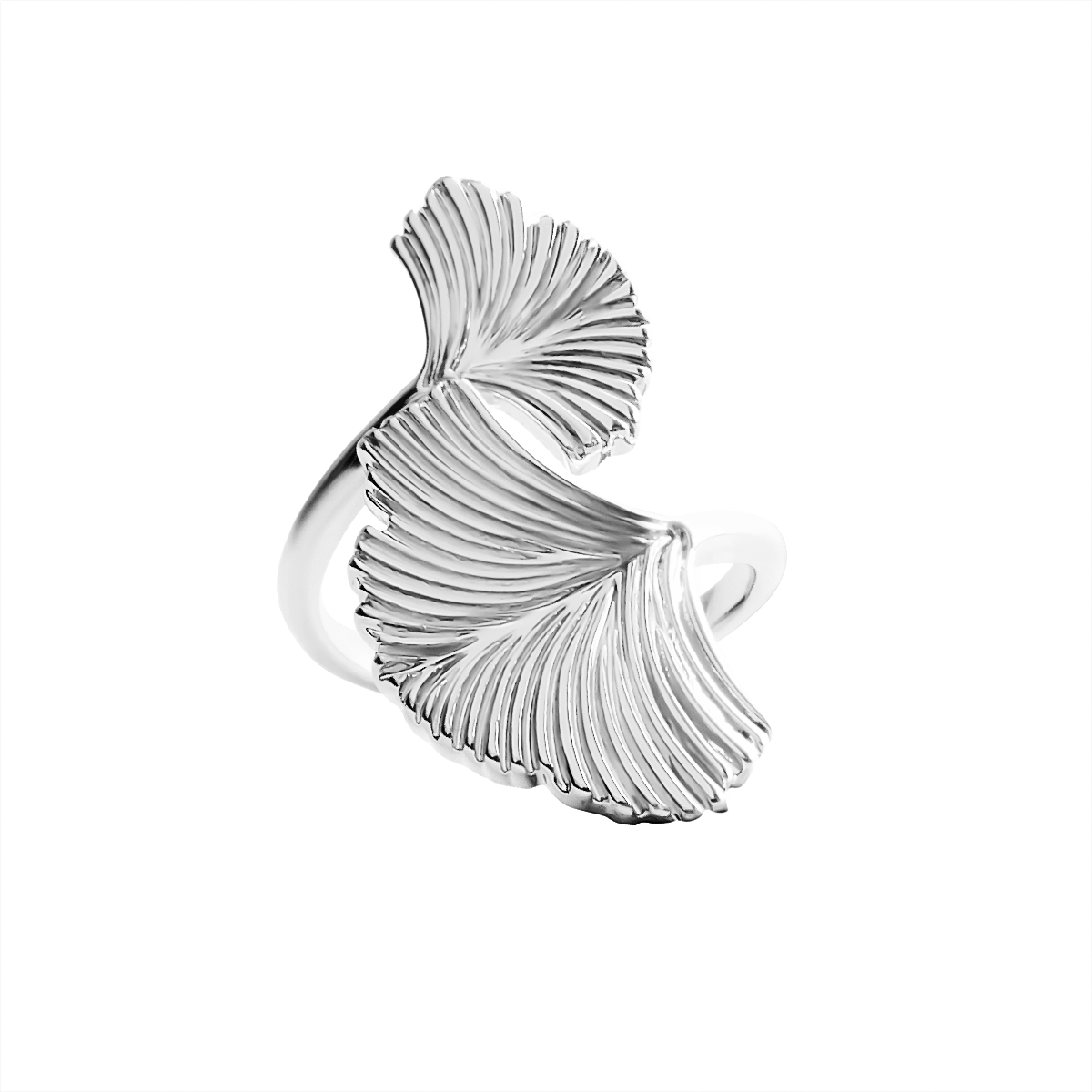 Ring Ginkgo versilbert - Vorderansicht