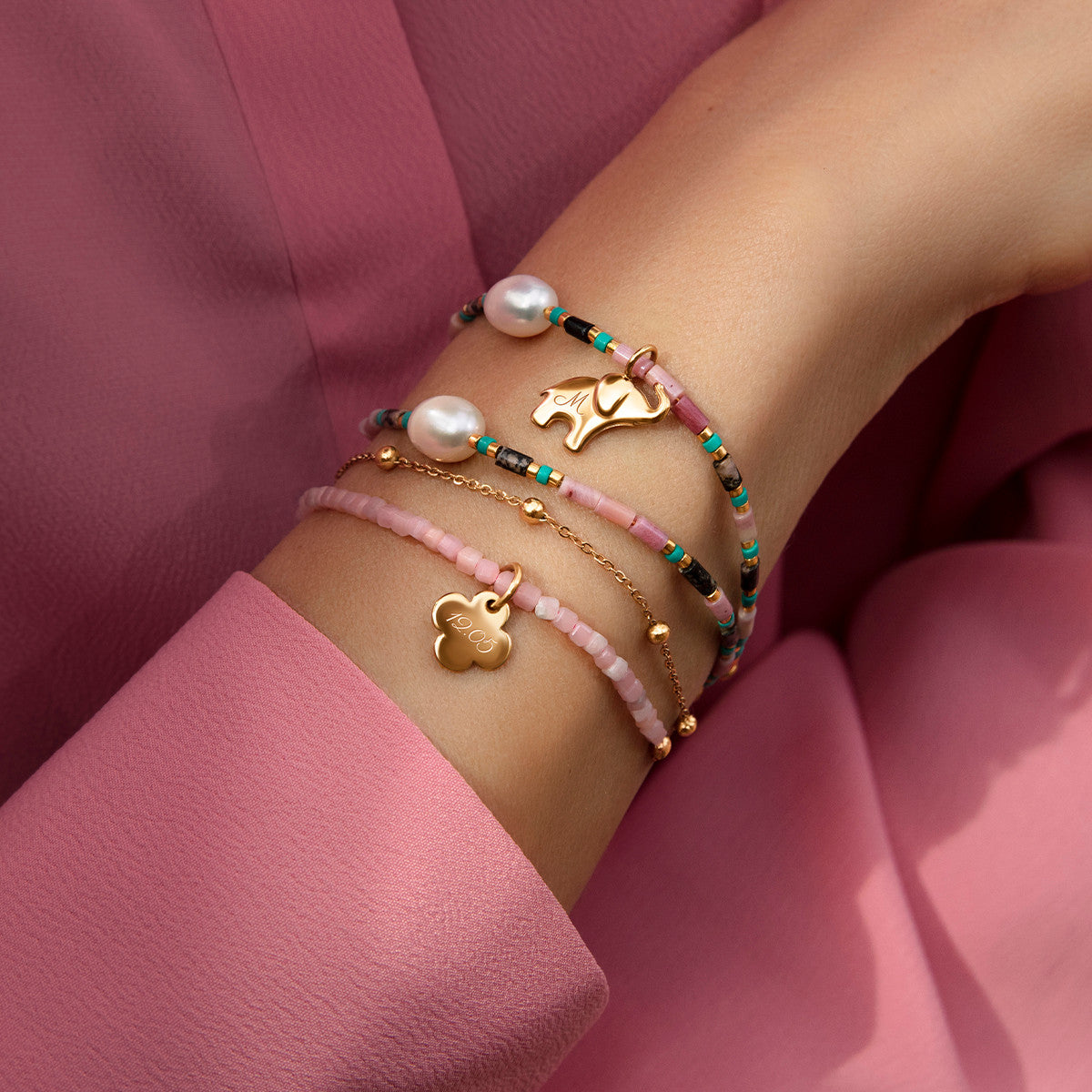 Armband mit rosa japanischen Miyuki-Perlen