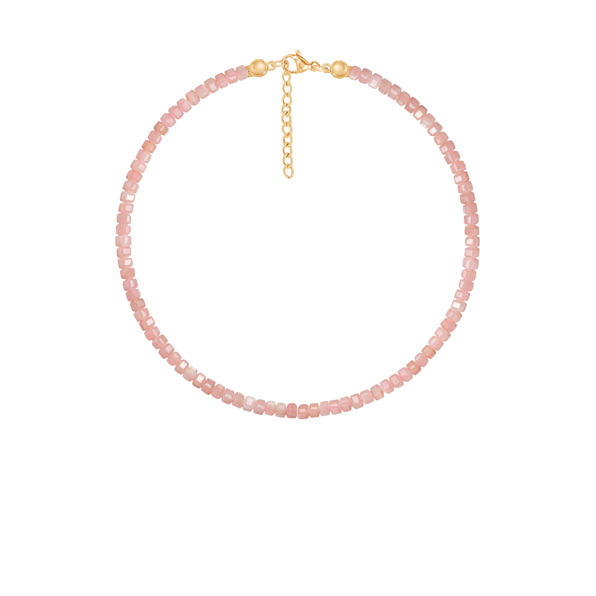 Armband aus rosa Opal Steinen, vergoldet - Vorderansicht