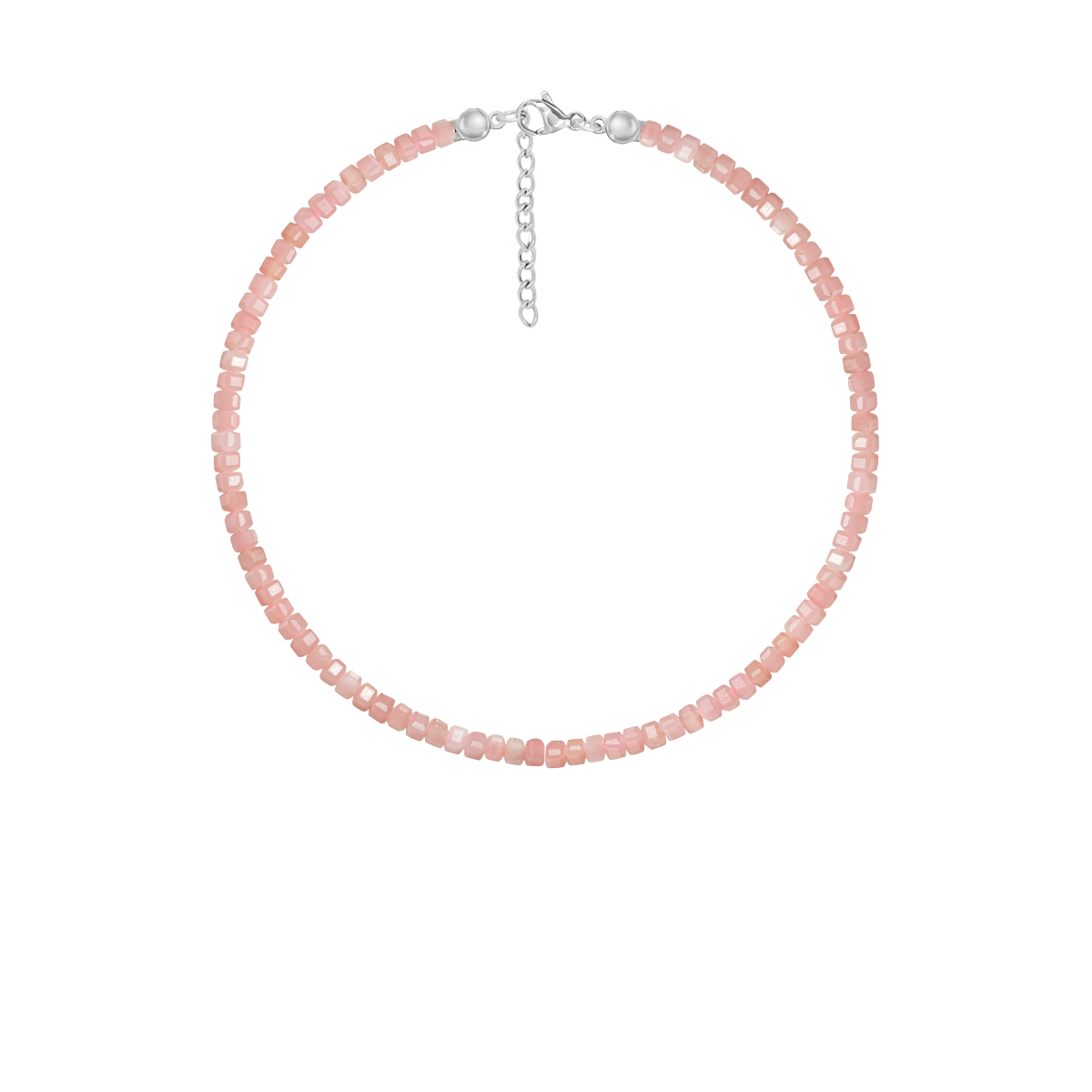 Armband aus rosa Opal Steinen, versilbert - Vorderansicht