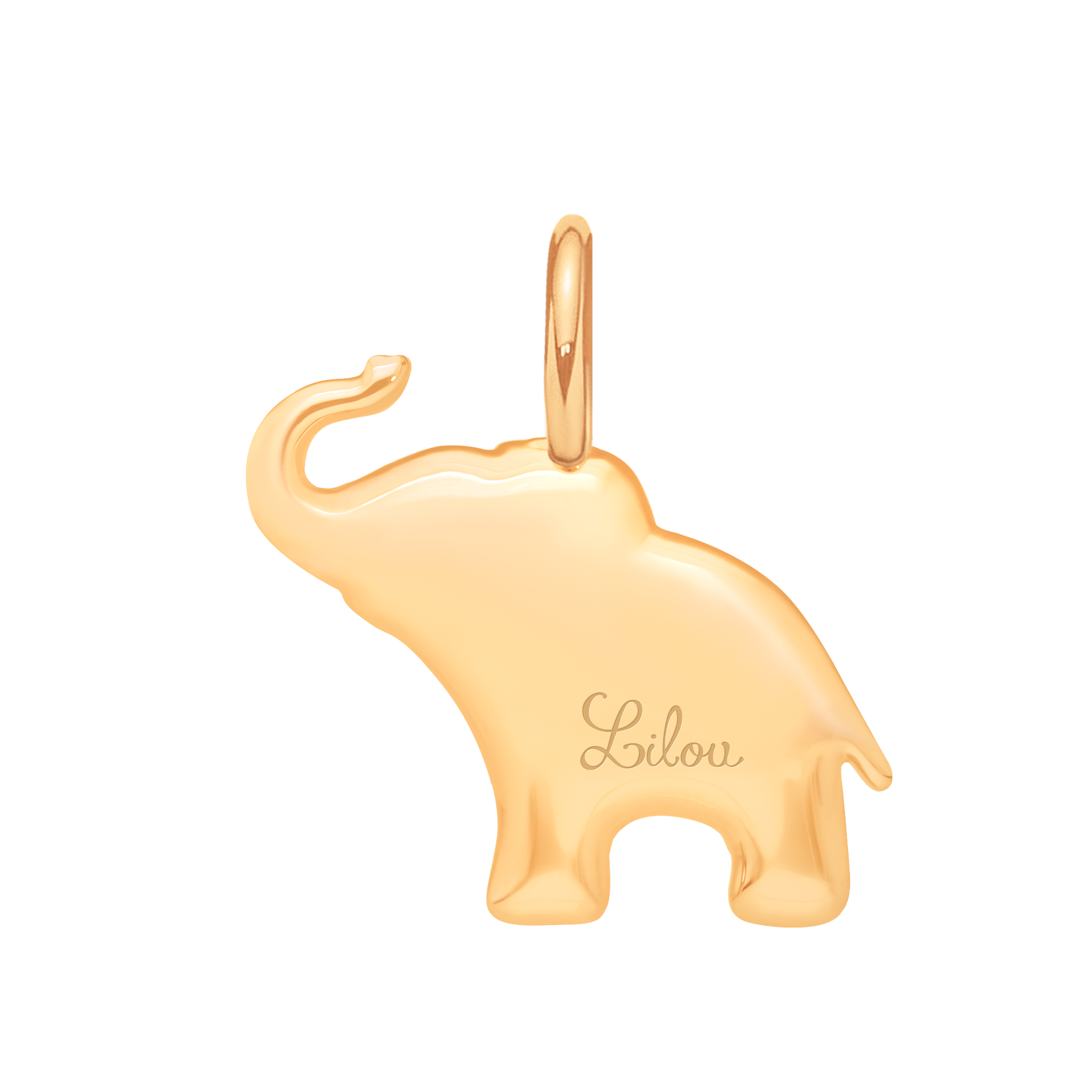 Anhänger Elefant mit weißem Zirkonia 2 cm, vergoldet - Detailansicht