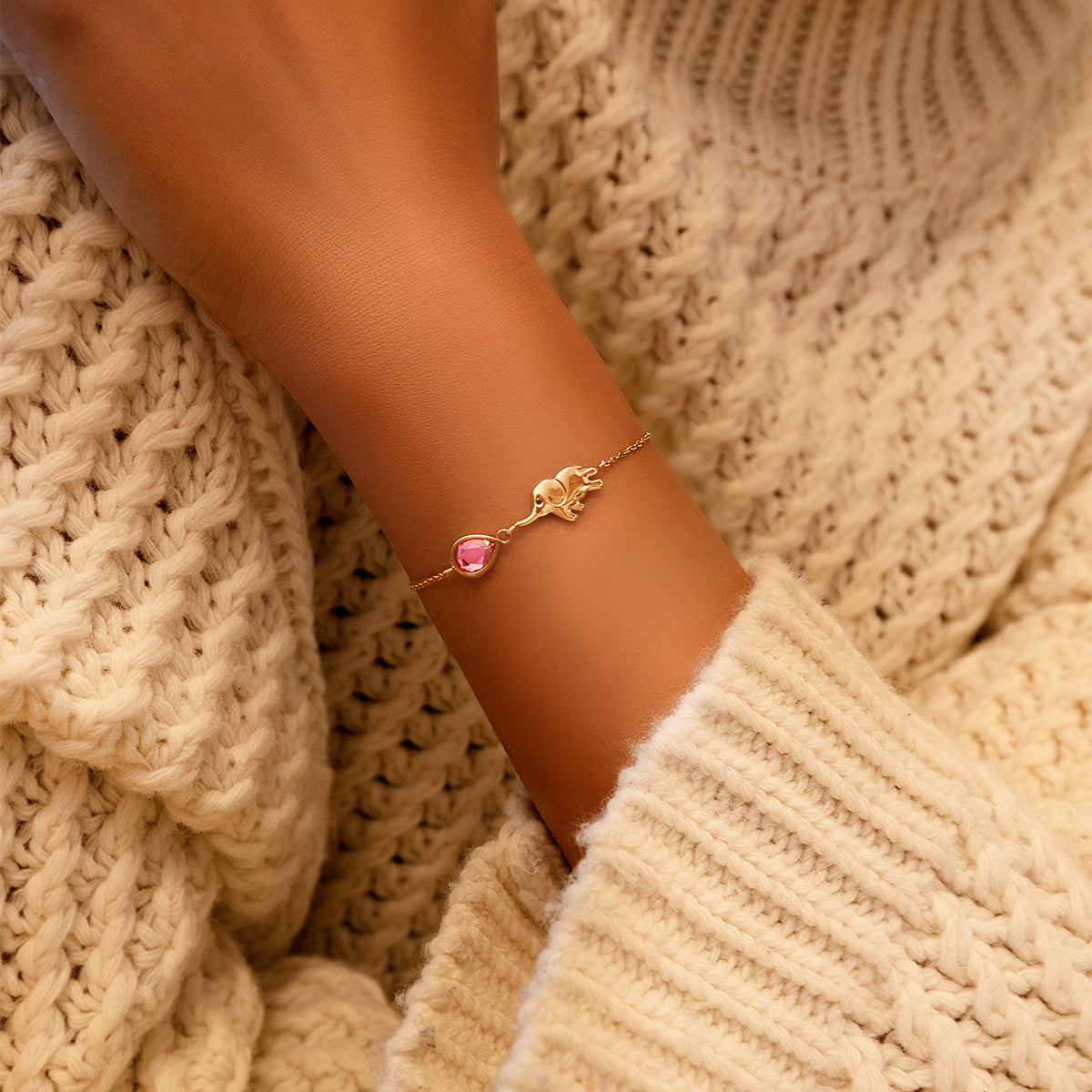 Armband Elefant mit Rubin 12cm