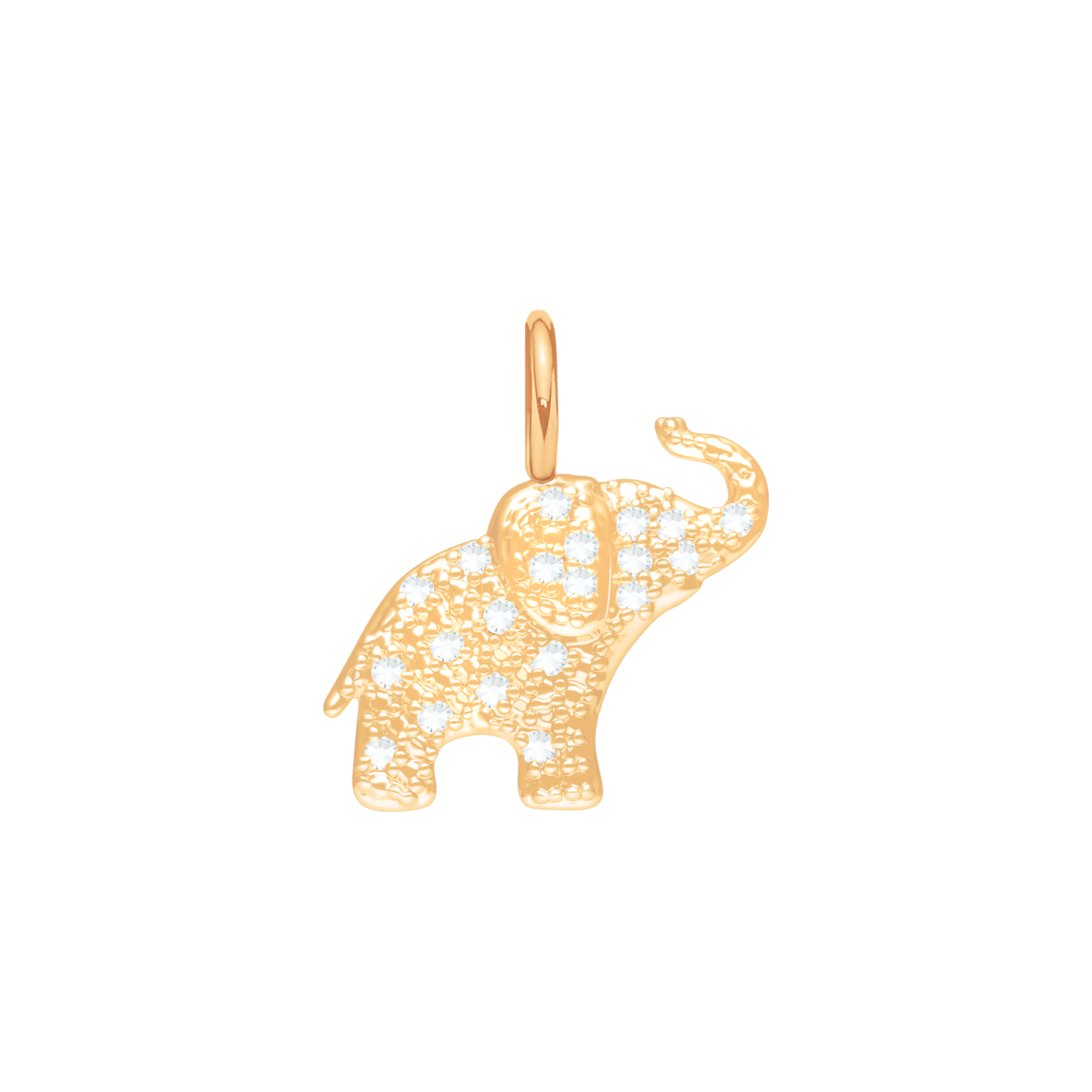 Anhänger Elefant mit weißem Zirkonia 1,4 cm, vergoldet - Vorderansicht