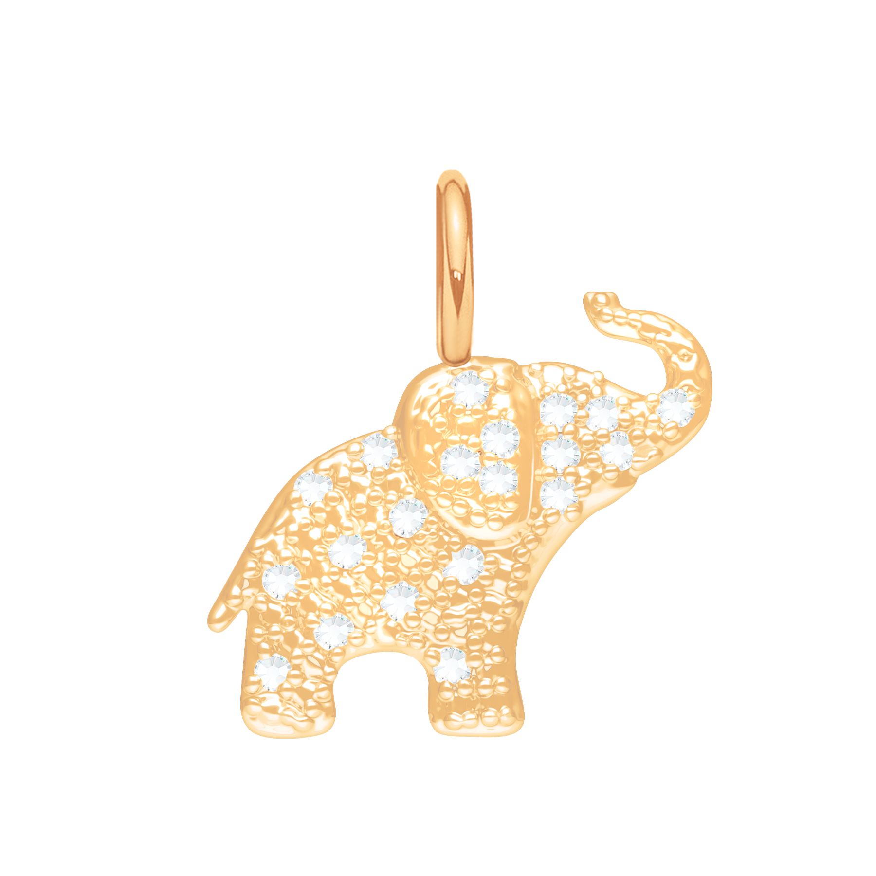 Anhänger Elefant mit weißem Zirkonia 2 cm, vergoldet - Vorderansicht