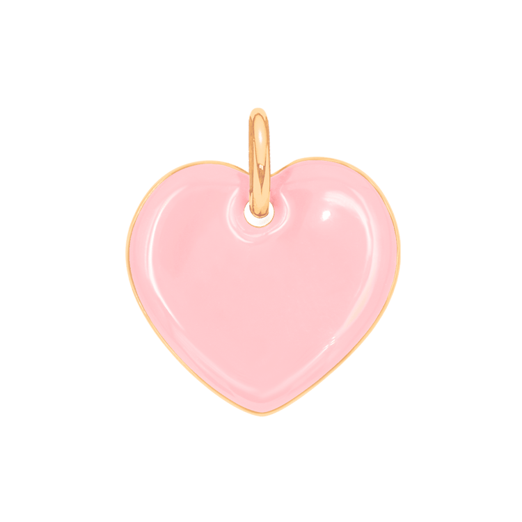 Herzanhänger, 1,5 cm, roséfarbene Emaille, vergoldet