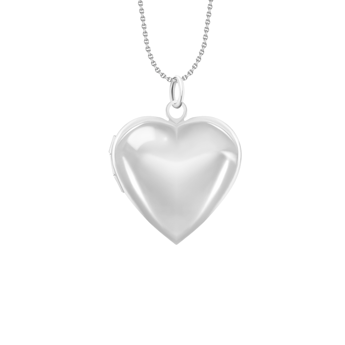 Halskette Klassisch 50 cm mit Anhänger Locket Herz 2,2 cm versilbert - Vorderansicht