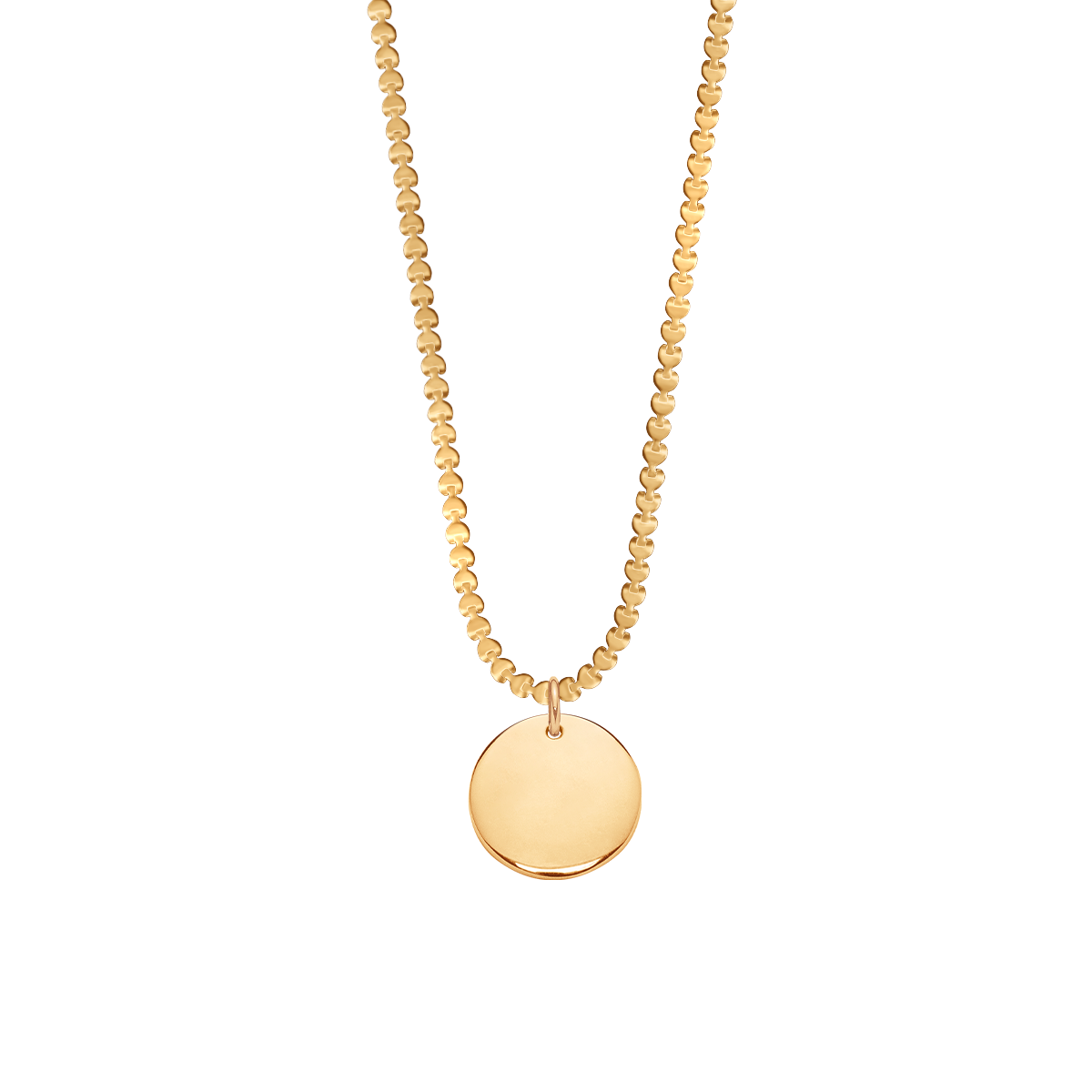 Halskette Hearts mit Anhänger Medaillon 1 cm vergoldet 40 cm - Vorderansicht