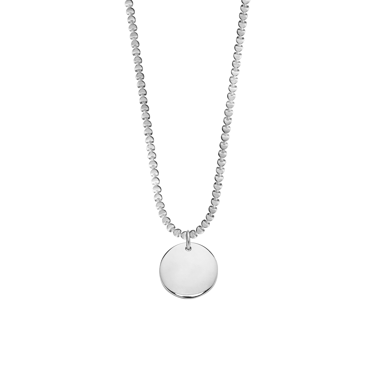 Halskette Hearts mit Anhänger Medaillon 1 cm versilbert 40 cm - Vorderansicht