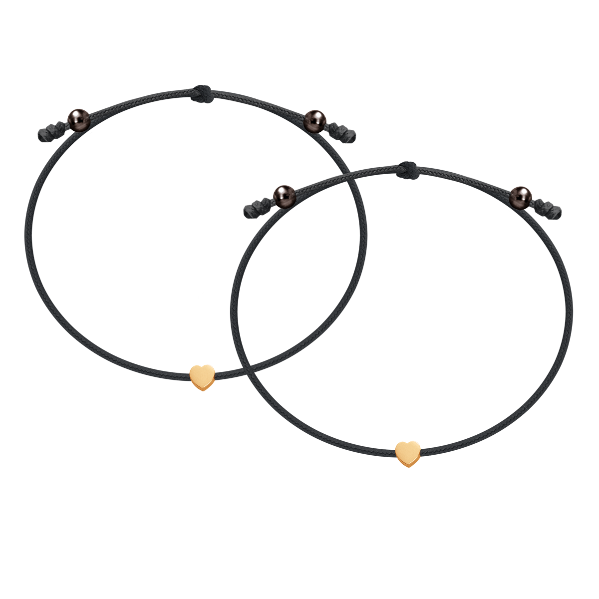 Schnurarmband Set Soulmate schwarz mit Perlen und Etincelle Herz vergoldet