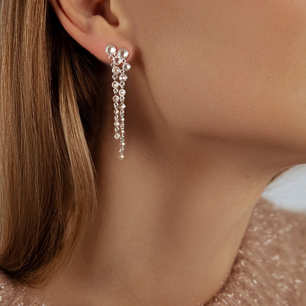 Ohrringe Sparkling 2 versilbert - Detailansicht
