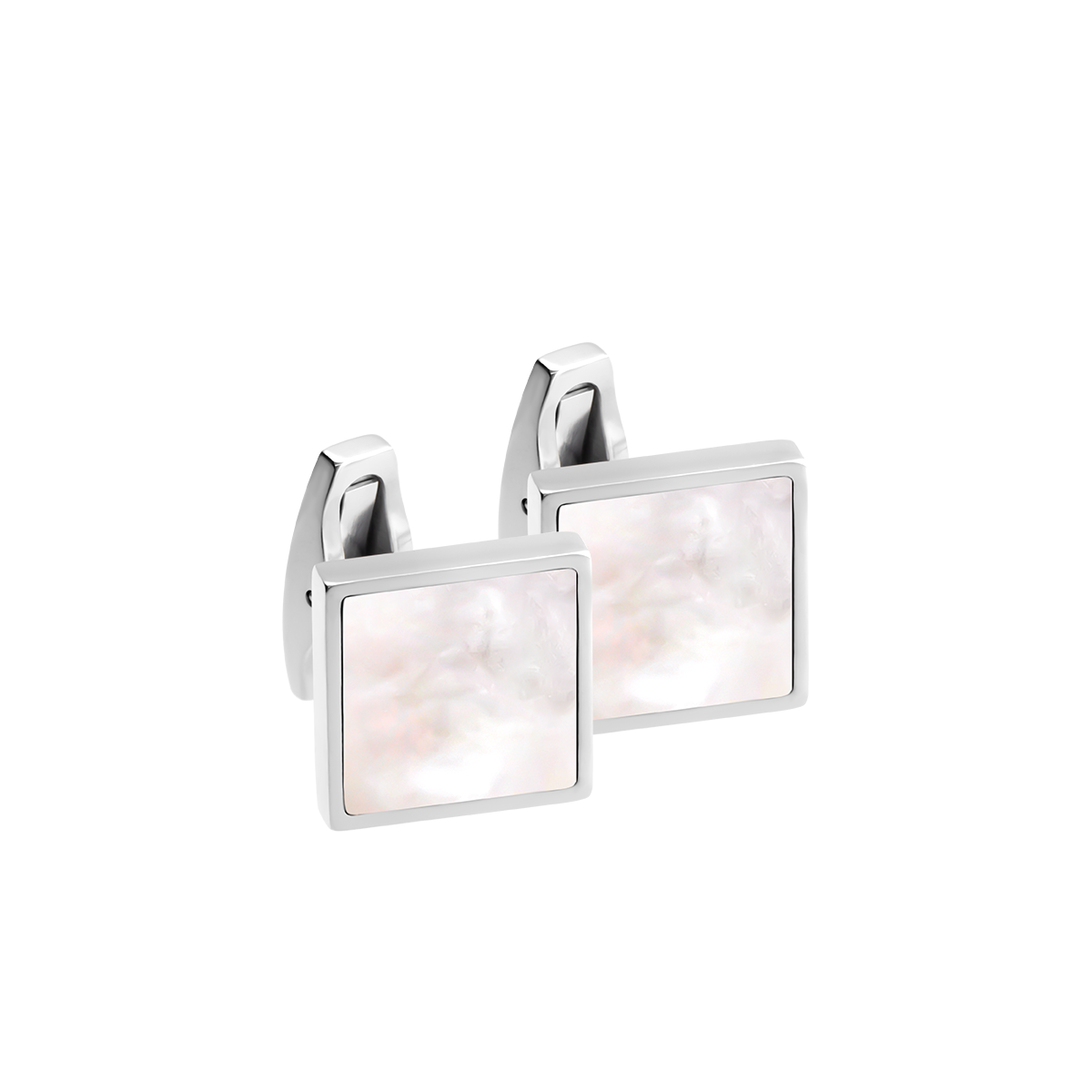 Quadratische Manschettenknöpfe mit hellem Perlmutt weiße Vergoldung - Vorderansicht