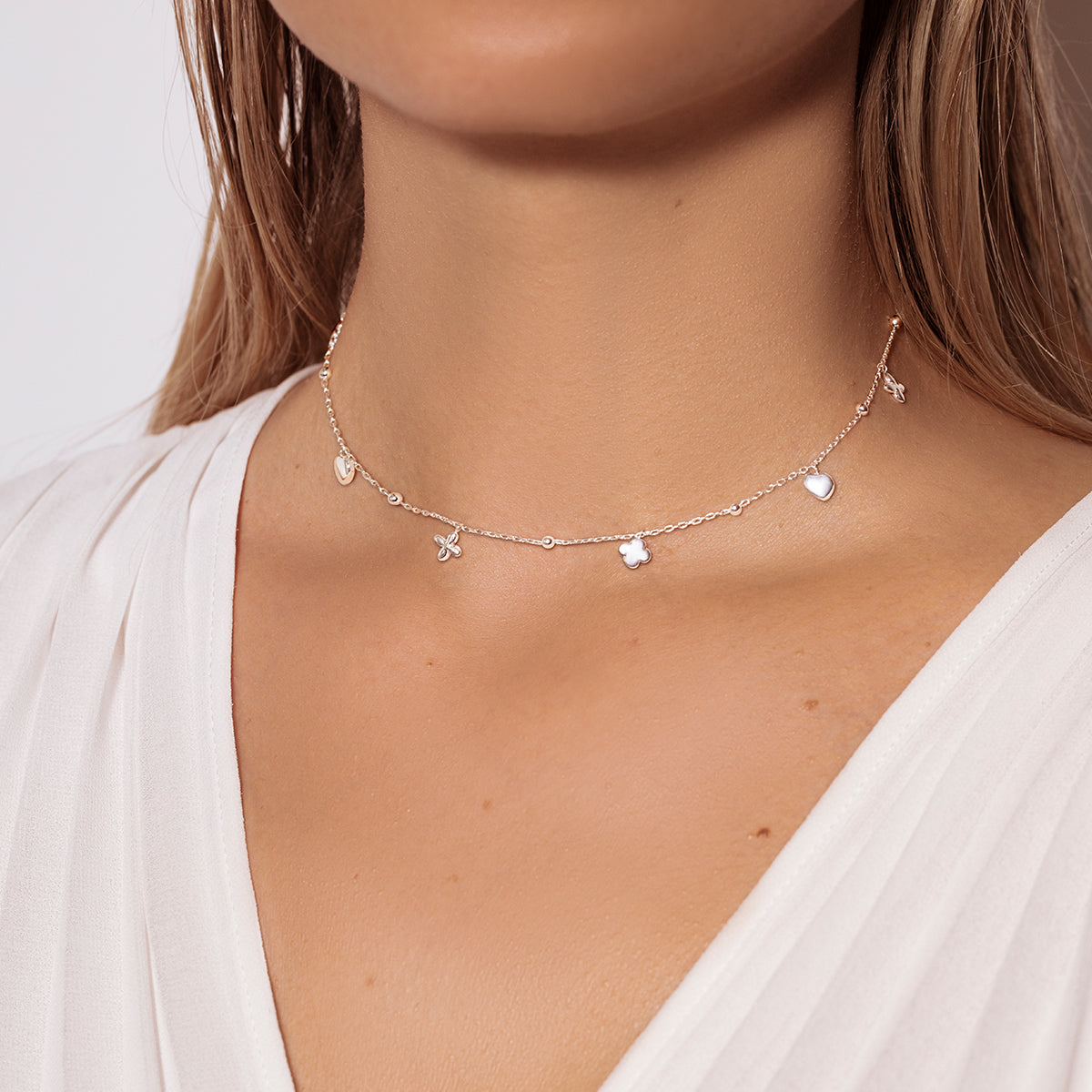 Choker Etincelle versilbert - Detailansicht