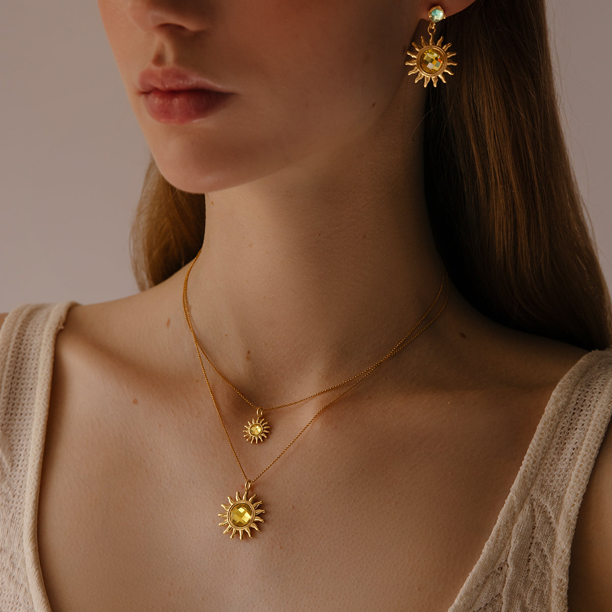 Halskette Klassisch 40 cm mit Soleil 1,2 cm vergoldet - Detailansicht