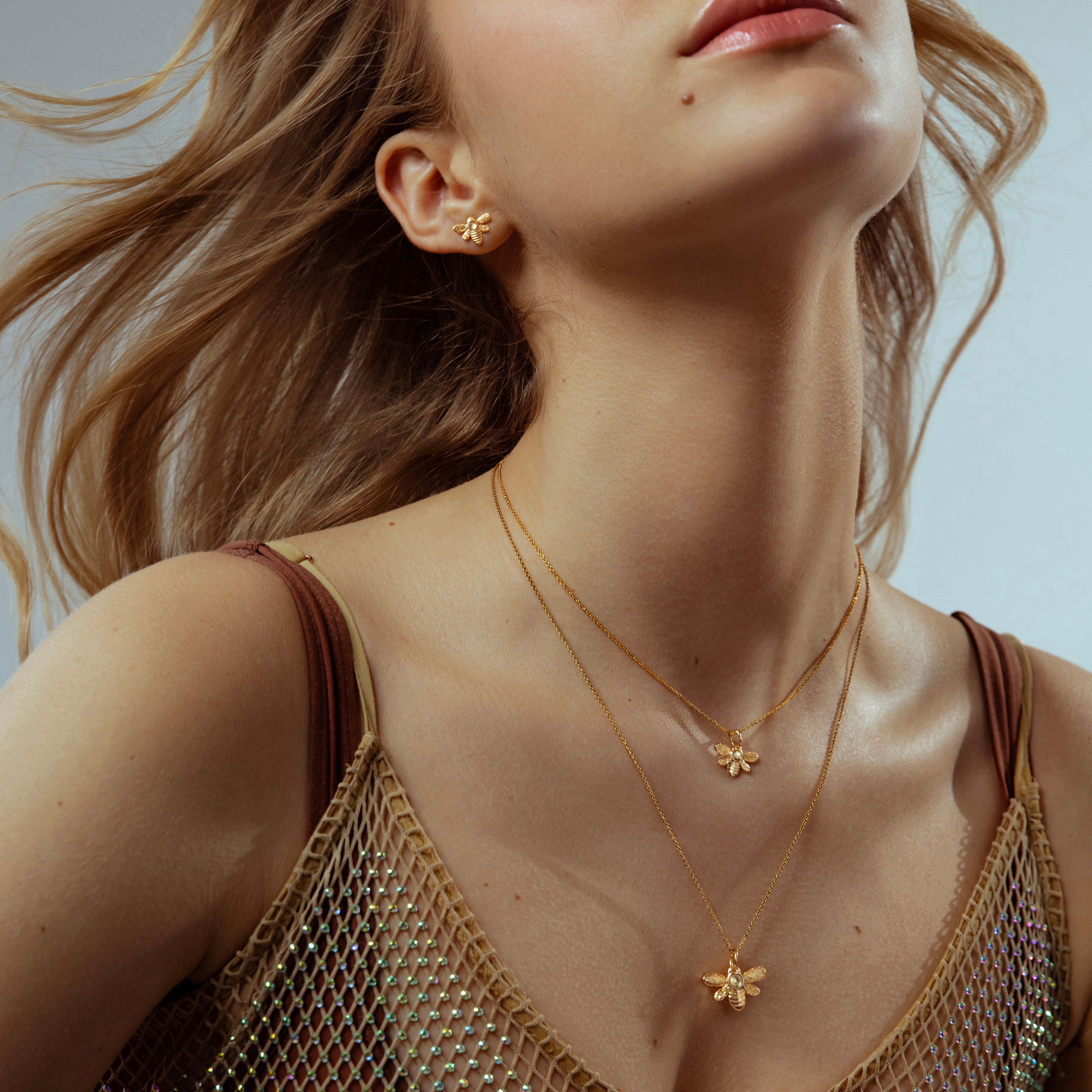 Halskette mit Honey 2 cm vergoldet - Detailansicht