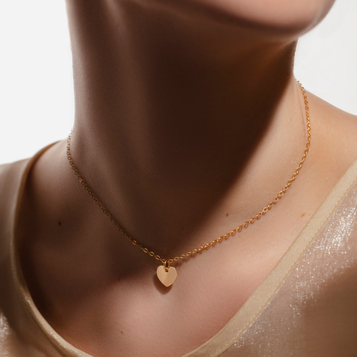 Halskette Forzatina mit Herz 1 cm, 585er Gelbgold - Detailansicht
