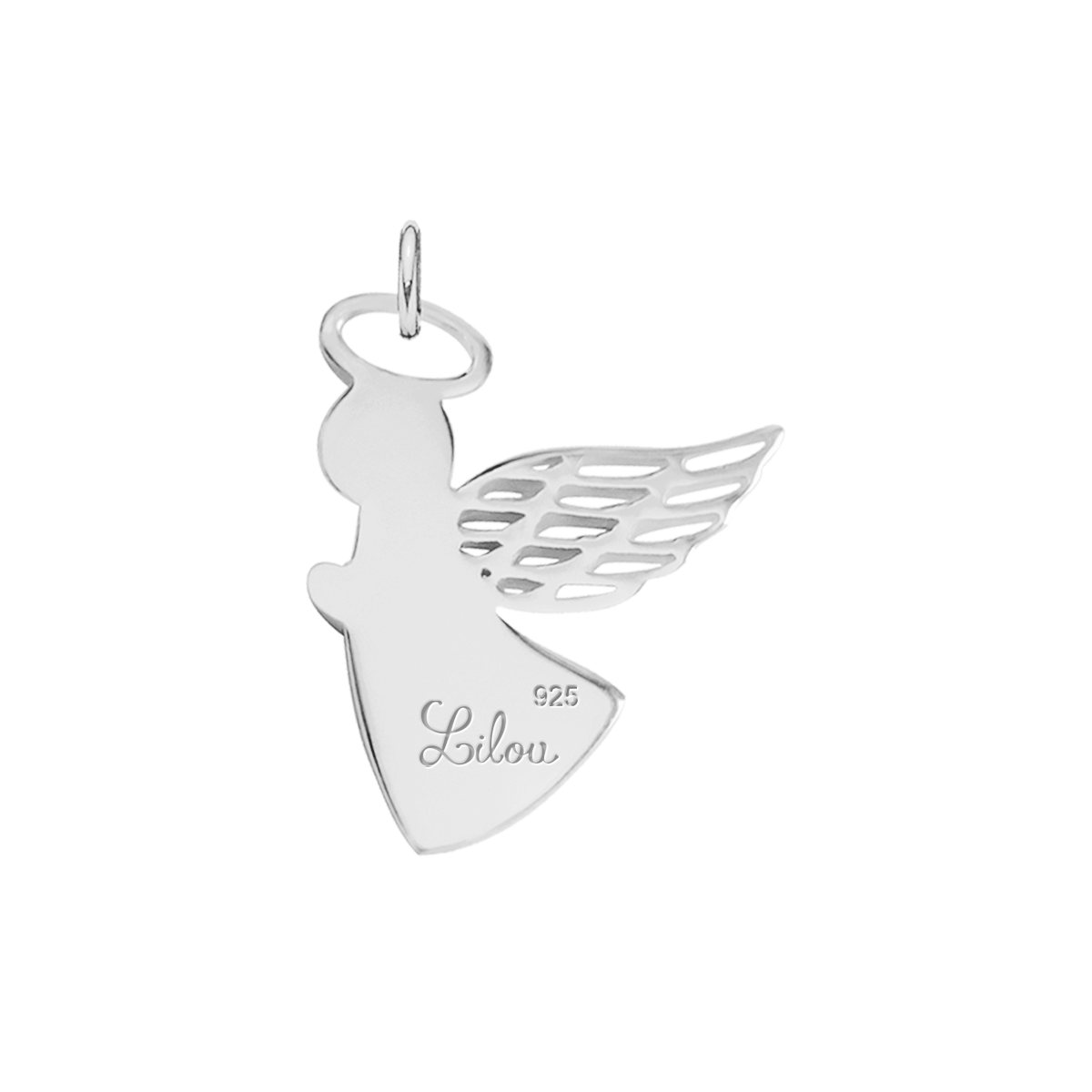 Engel mit durchbrochenem Flügel 2 cm, Silber - Detailansicht