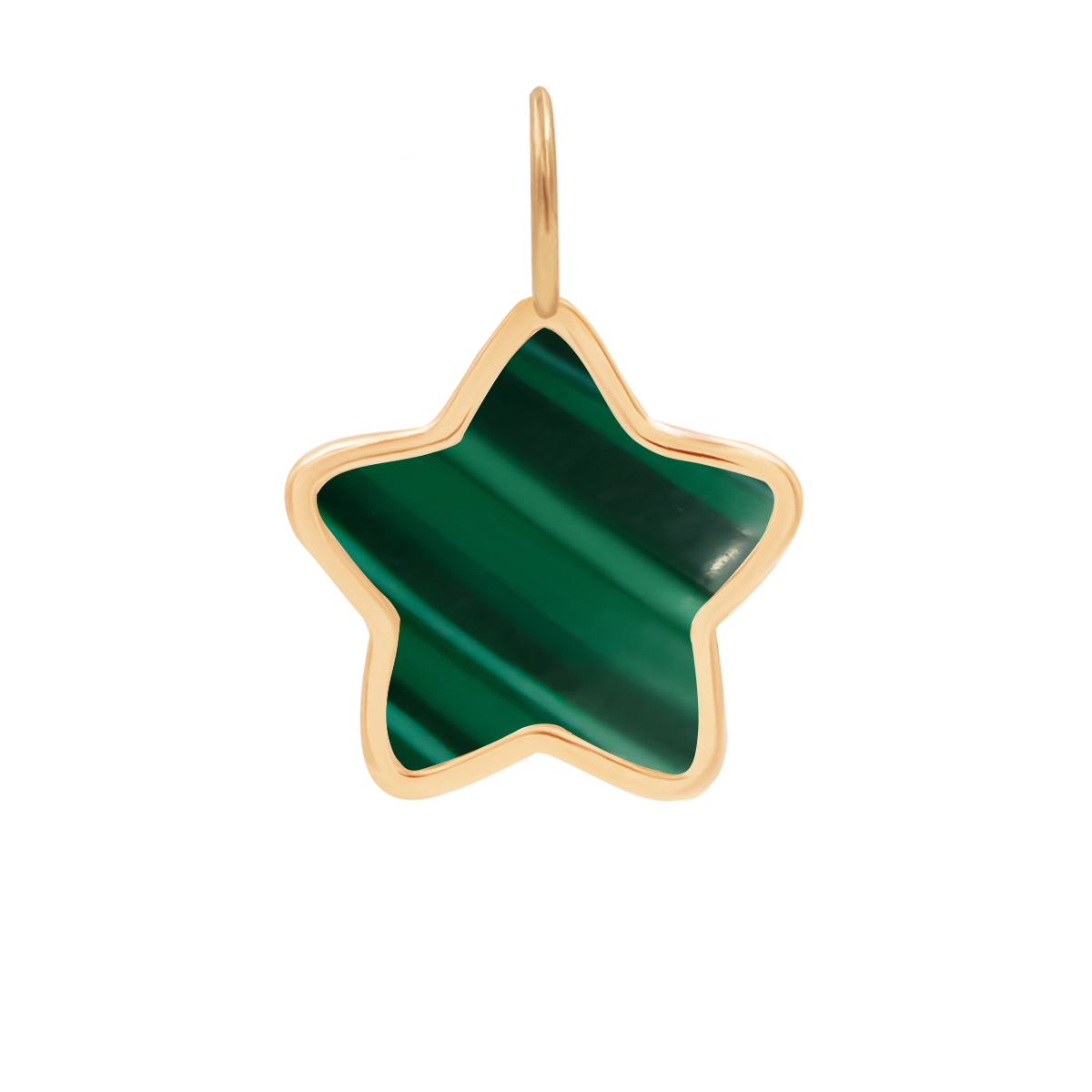 Anhänger grüner Malachit Stern 0,8 cm in 585er Gelbgold Fassung - Vorderansicht