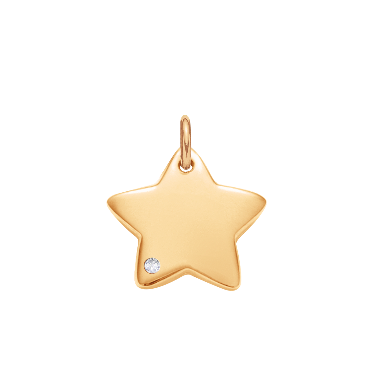 Vergoldeter Sternanhänger aus 585er Gold mit Diamant, 1 cm