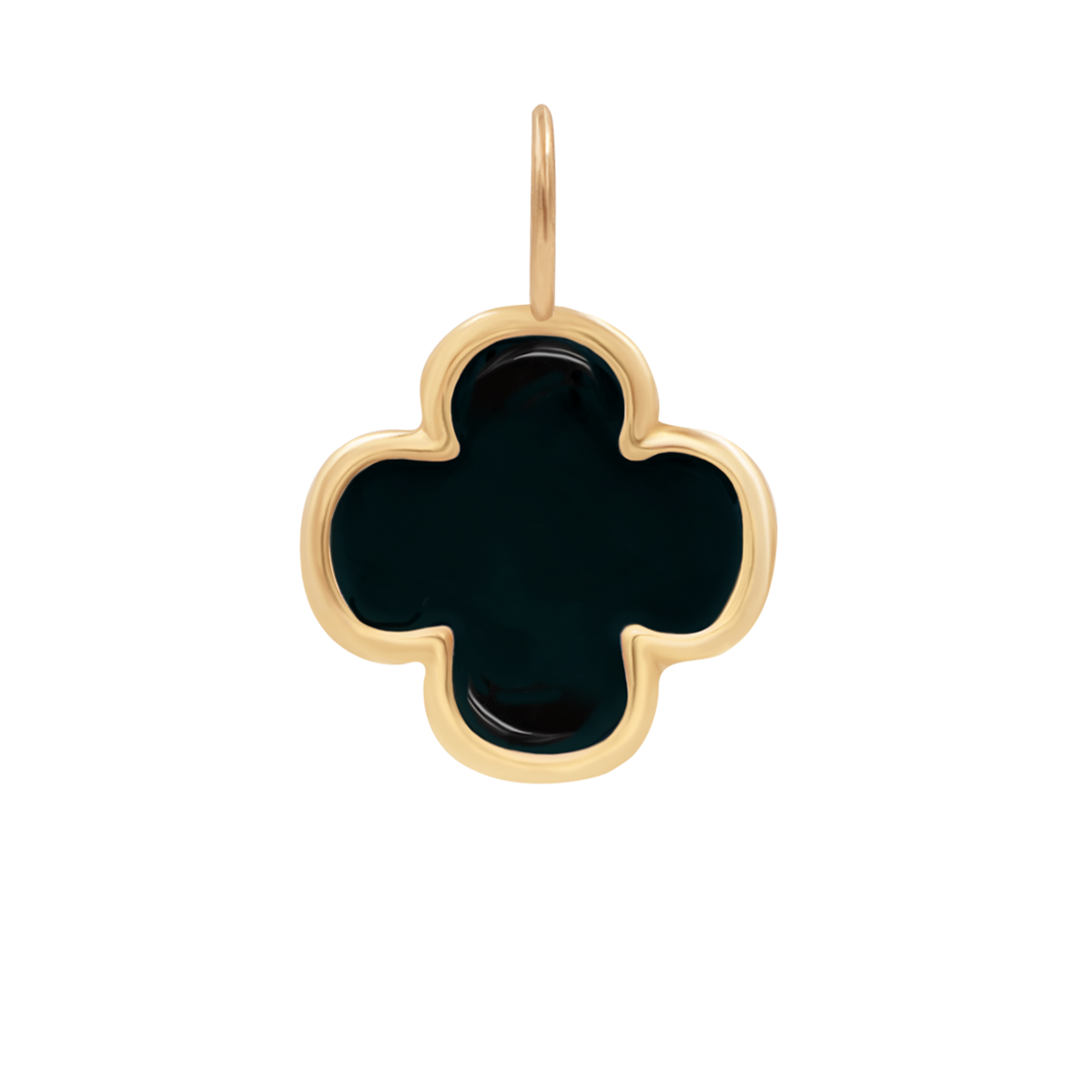 Anhänger Kleeblatt 0,8 cm schwarzer Onyx in 585er Gelbgold Fassung - Vorderansicht