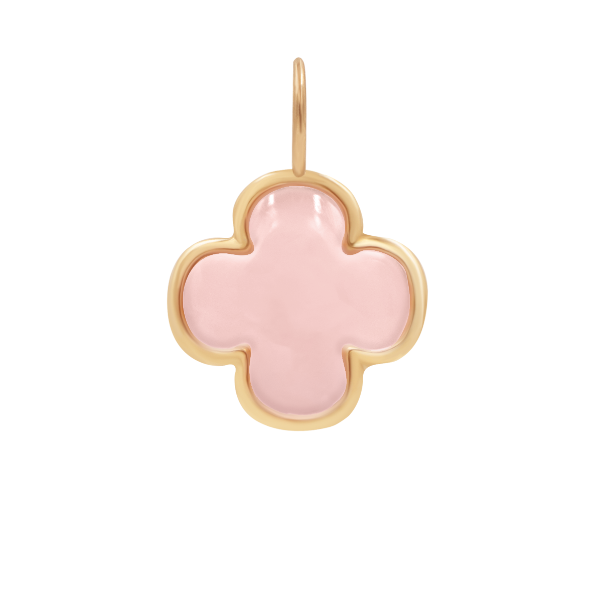 Anhänger rosa Opal Kleeblatt 0,8 cm in 585er Gelbgold Fassung - Vorderansicht