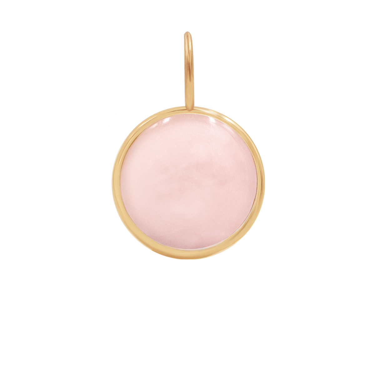 Anhänger rosa Opal Medaillon 0,8 cm in 585er Gelbgold Fassung - Vorderansicht