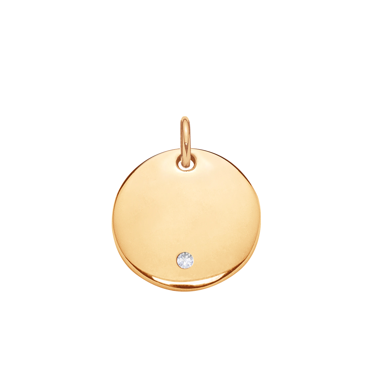 Medaillon 1cm mit Diamant 1,2mm 585 Gelbgold - Vorderansicht