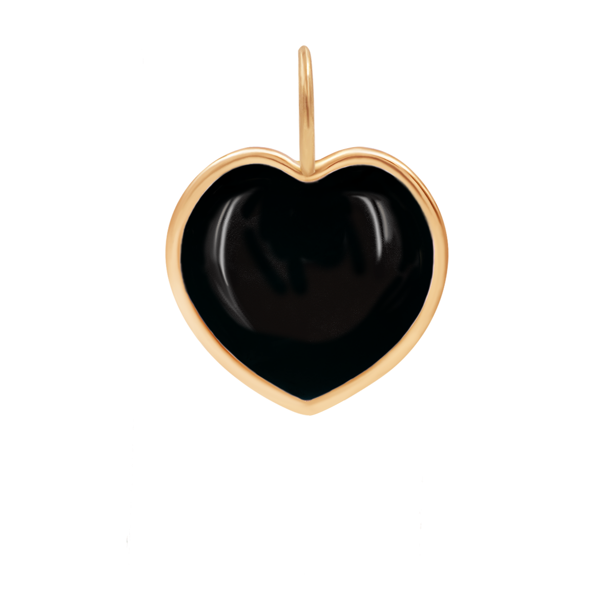 Anhänger schwarzer Onyx Herz 0,8 cm in 585er Gelbgold Fassung - Vorderansicht