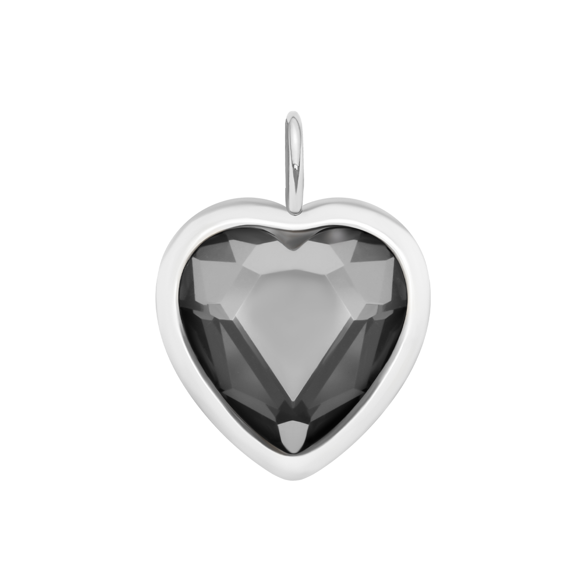 Anhänger Icons Herz 2 cm, grauer Kristall, versilbert - Vorderansicht