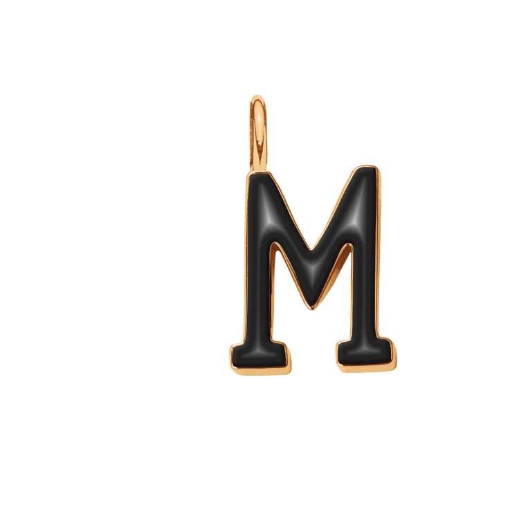 Anhänger "Meaning" 1 cm mit schwarzer Emaille, vergoldet