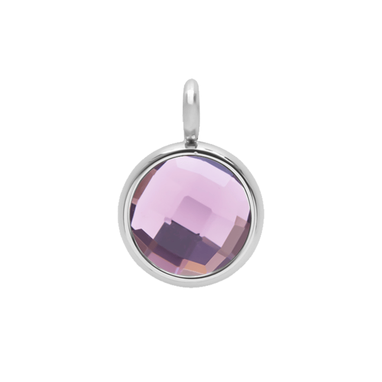 Anhänger „One Pendant“, 1 cm, mit violettem Quarz, silberfarben, Rückseite