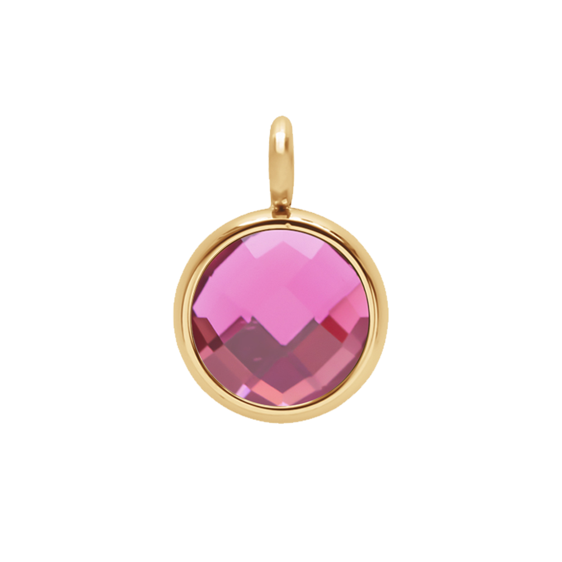 Anhänger „One Pendant“, 1 cm, mit roséfarbenem Quarz, vergoldet