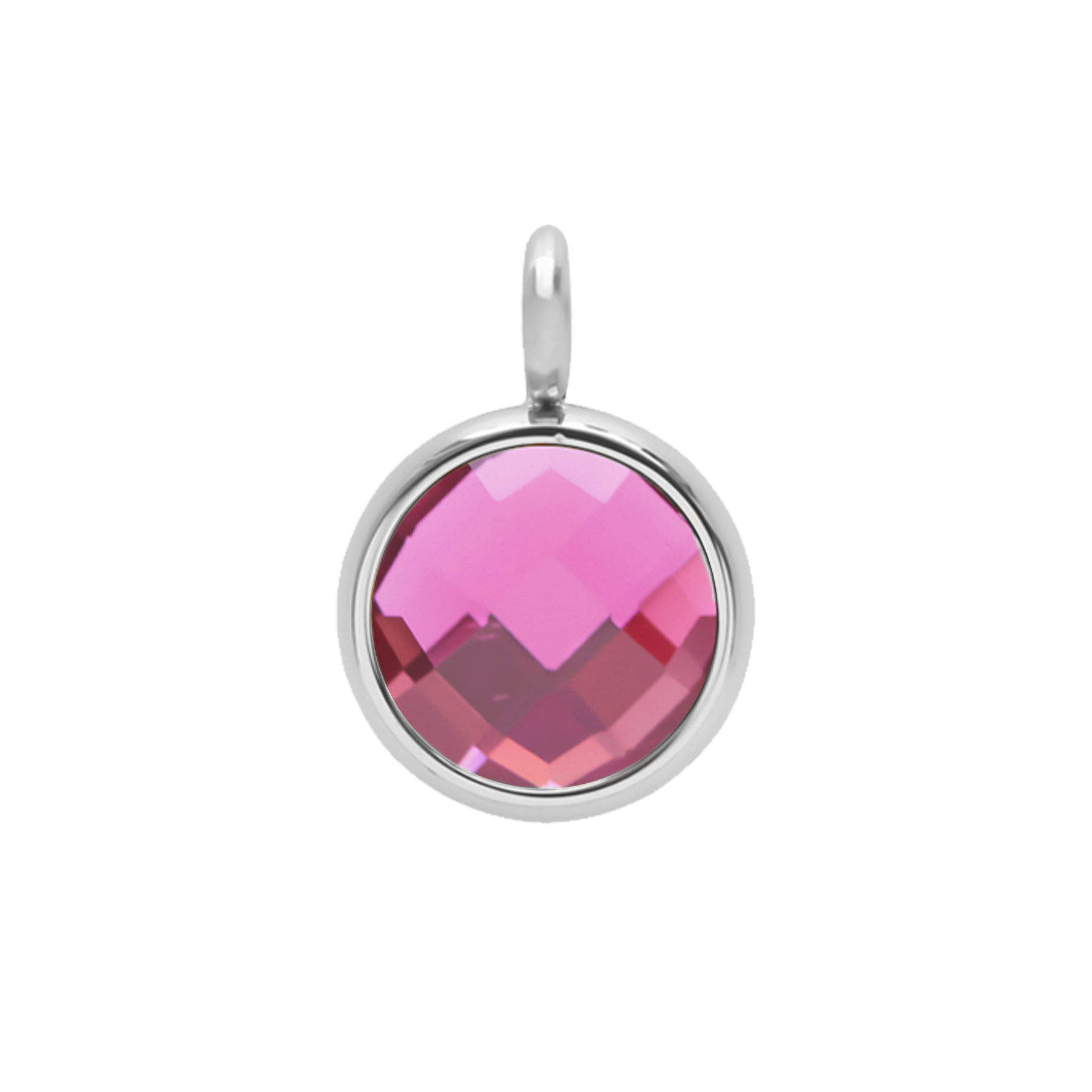 Anhänger „One Pendant“, 1 cm, mit roséfarbenem Quarz, silberfarben, Rückseite