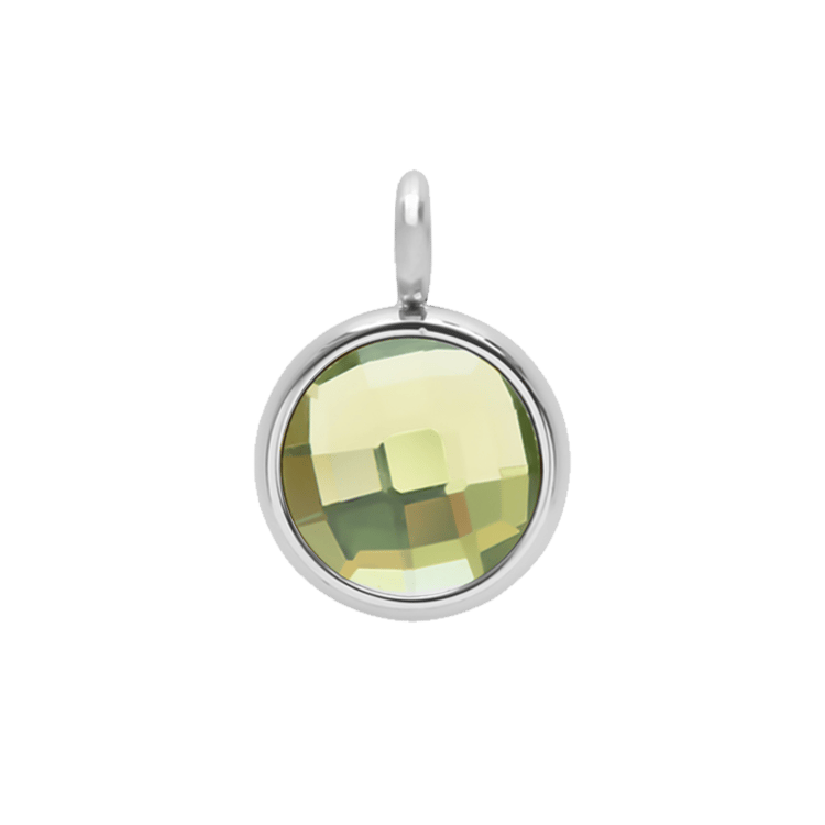 Anhänger „One Pendant“, 1 cm, mit grünem Quarz, silberfarben, Rückseite
