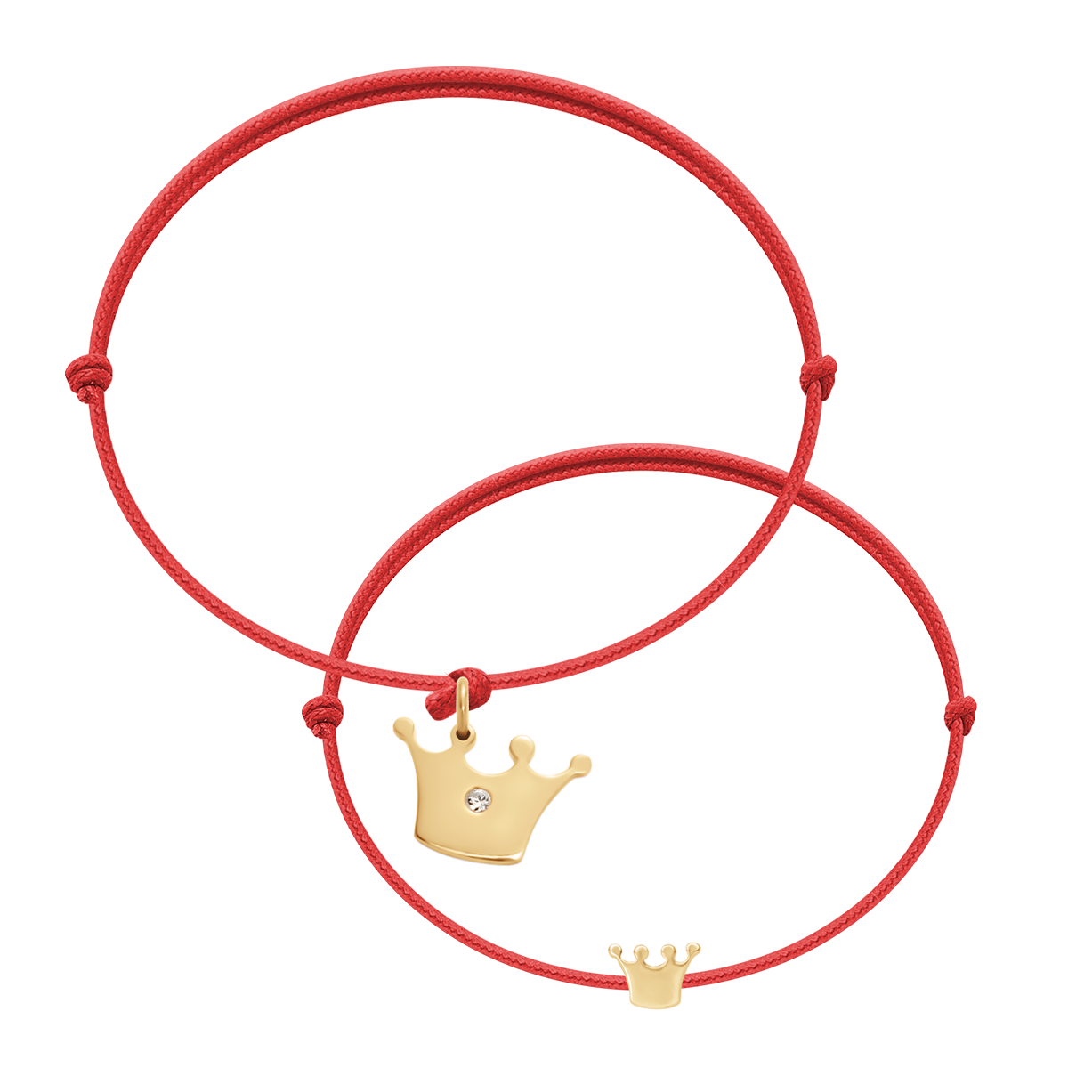 Schnurarmband Set My Mini & Me I rot mit Krone 1,5 cm und Etincelle Krone vergoldet