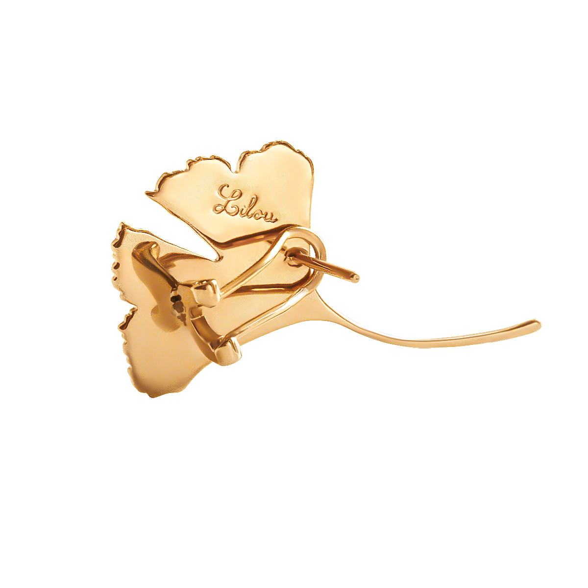 Ohrringe Ginkgo 4 cm, vergoldet - weitere Details