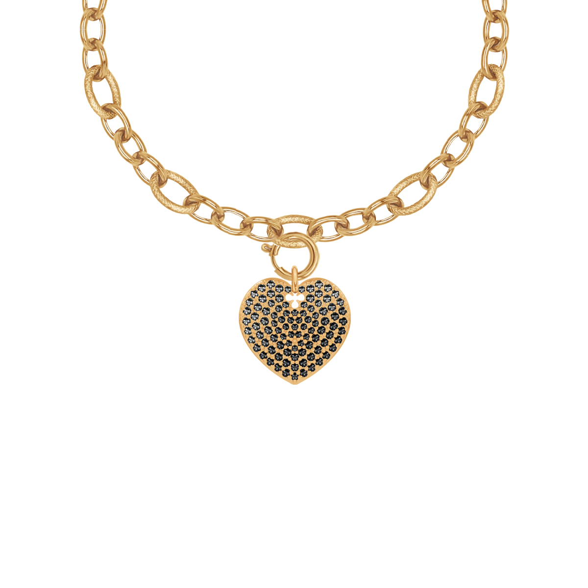 Halskette No.3 mit einem Herzen mit schwarzen Zirkonen